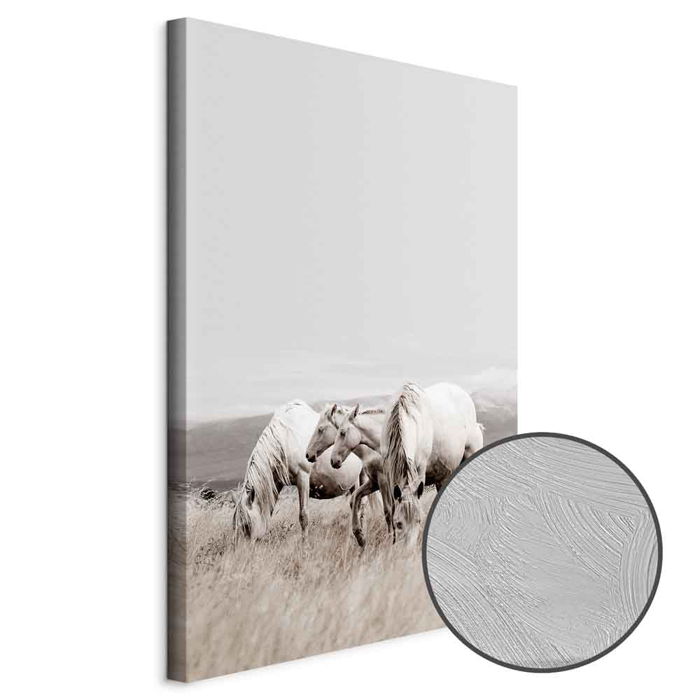 White Horses Nature Canvas Print