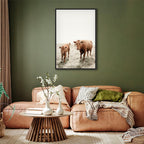 Mother and Calf Cow Animals Canvas Print