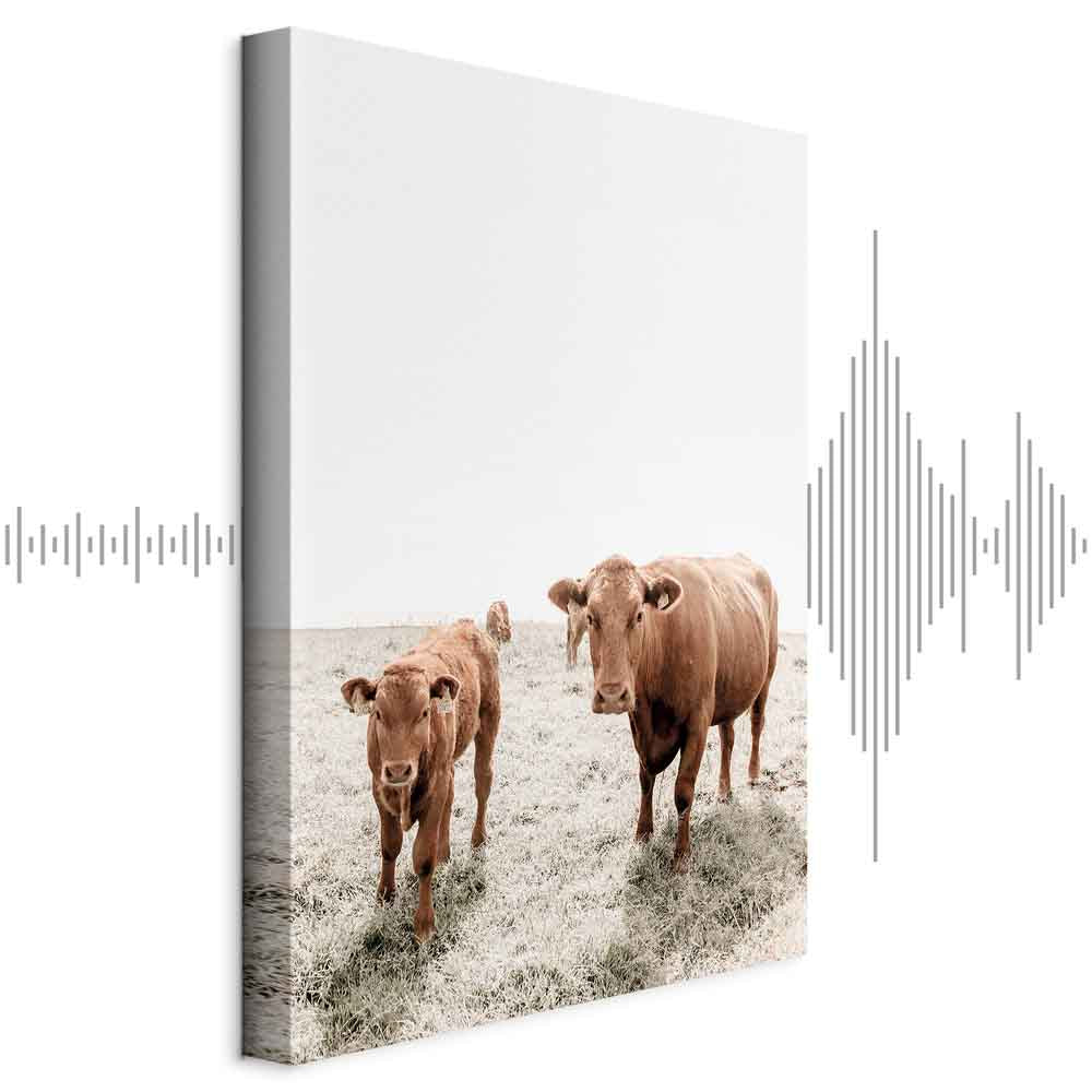 Mother and Calf Cow Animals Canvas Print