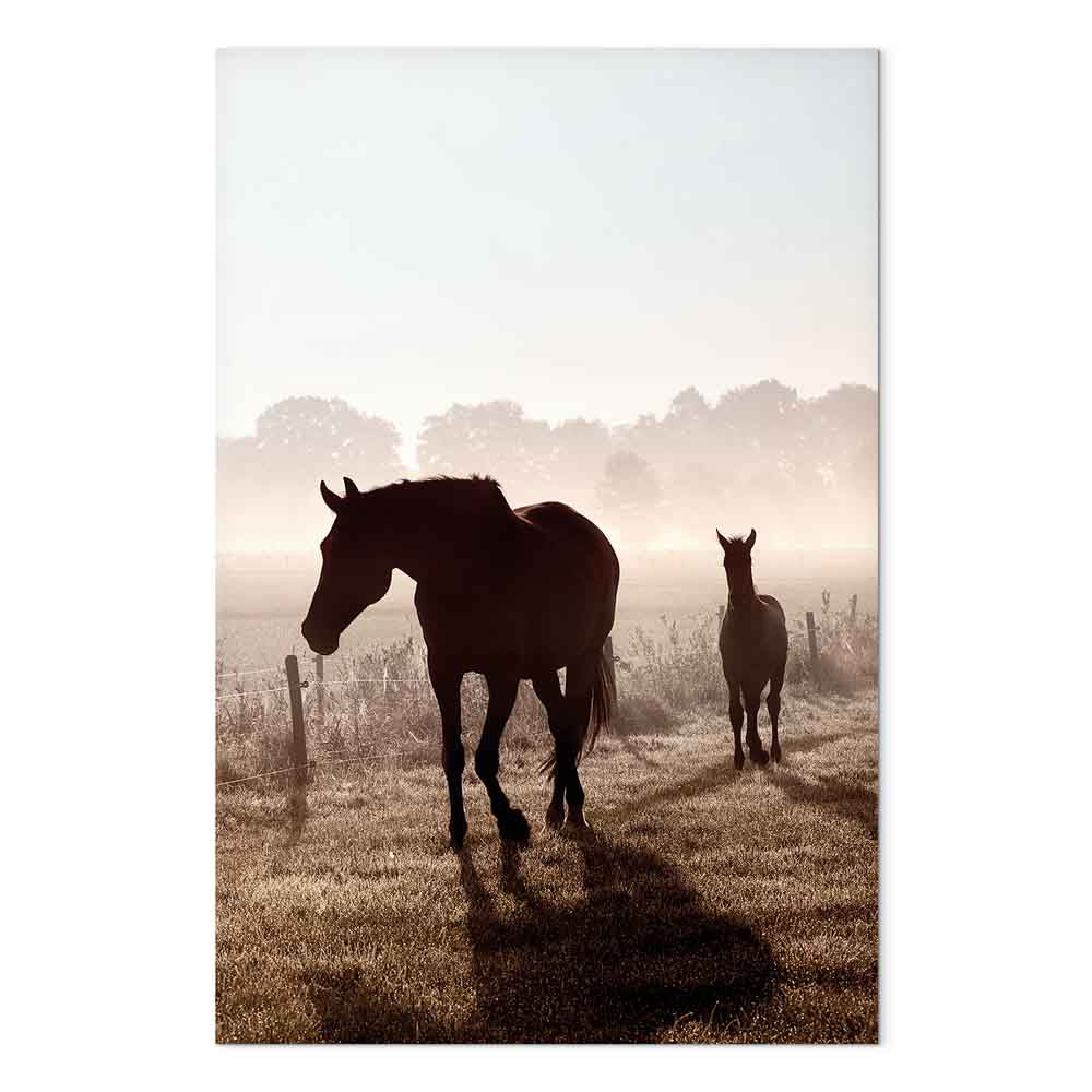 Horse Morning Memories Vertical Canvas Print