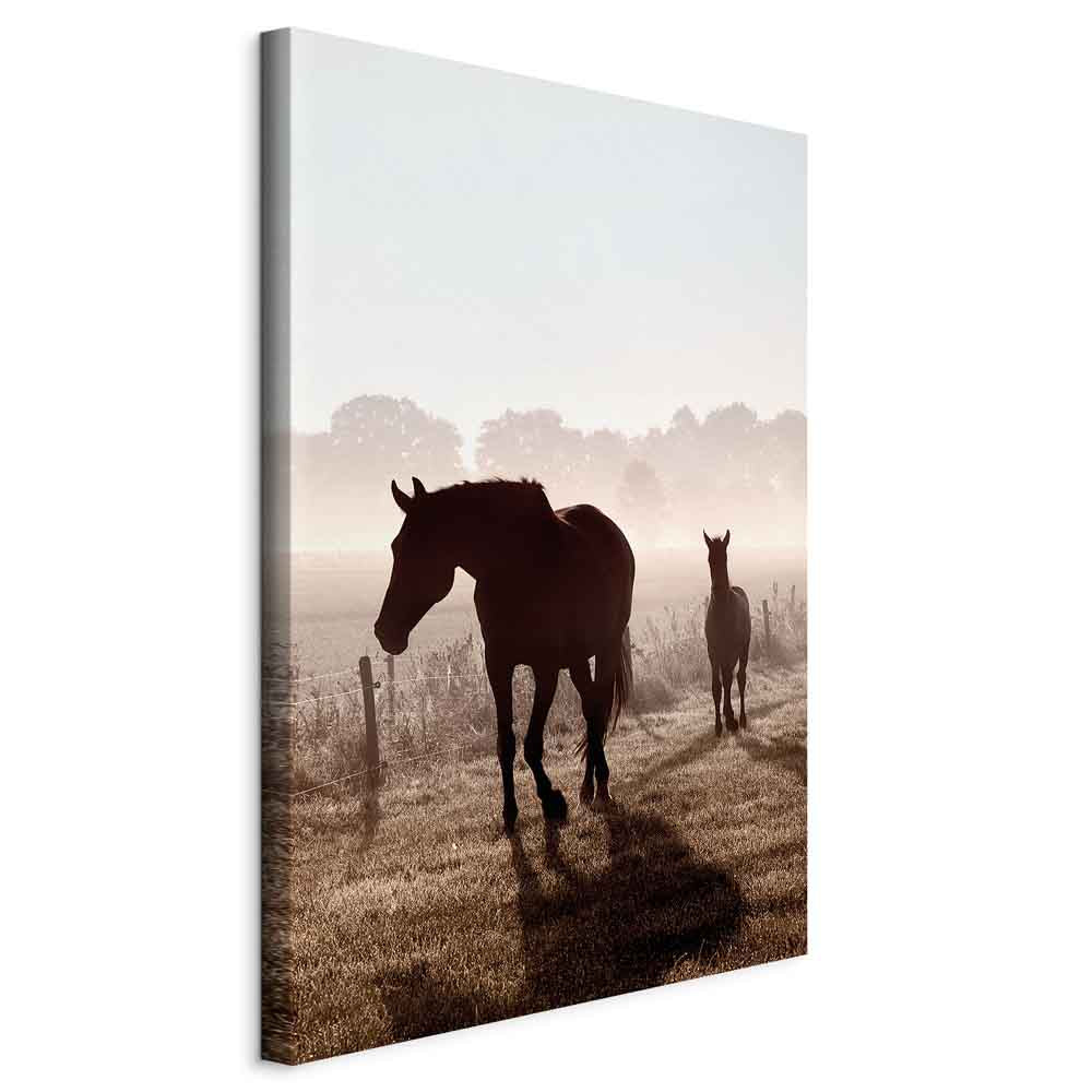 Horse Morning Memories Vertical Canvas Print