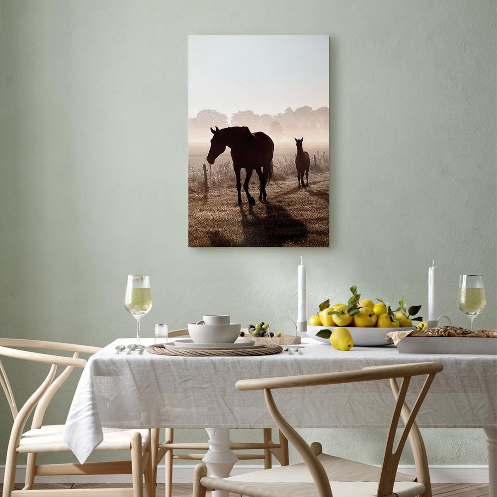 Horse Morning Memories Vertical Canvas Print