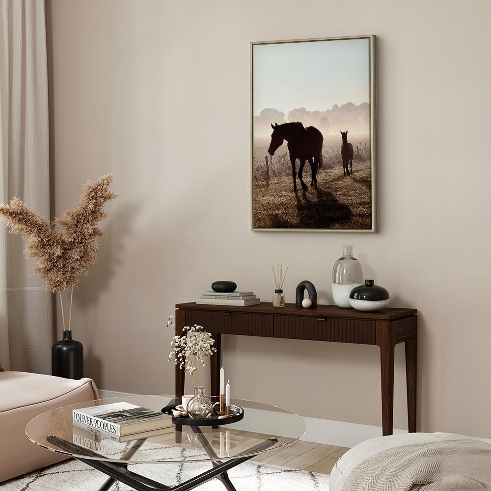 Horse Morning Memories Vertical Canvas Print