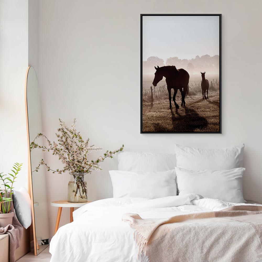 Horse Morning Memories Vertical Canvas Print