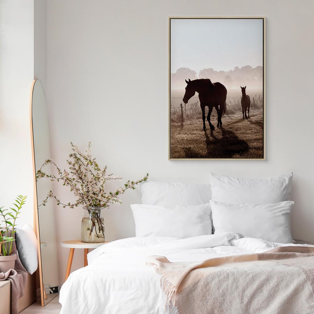 Horse Morning Memories Vertical Canvas Print
