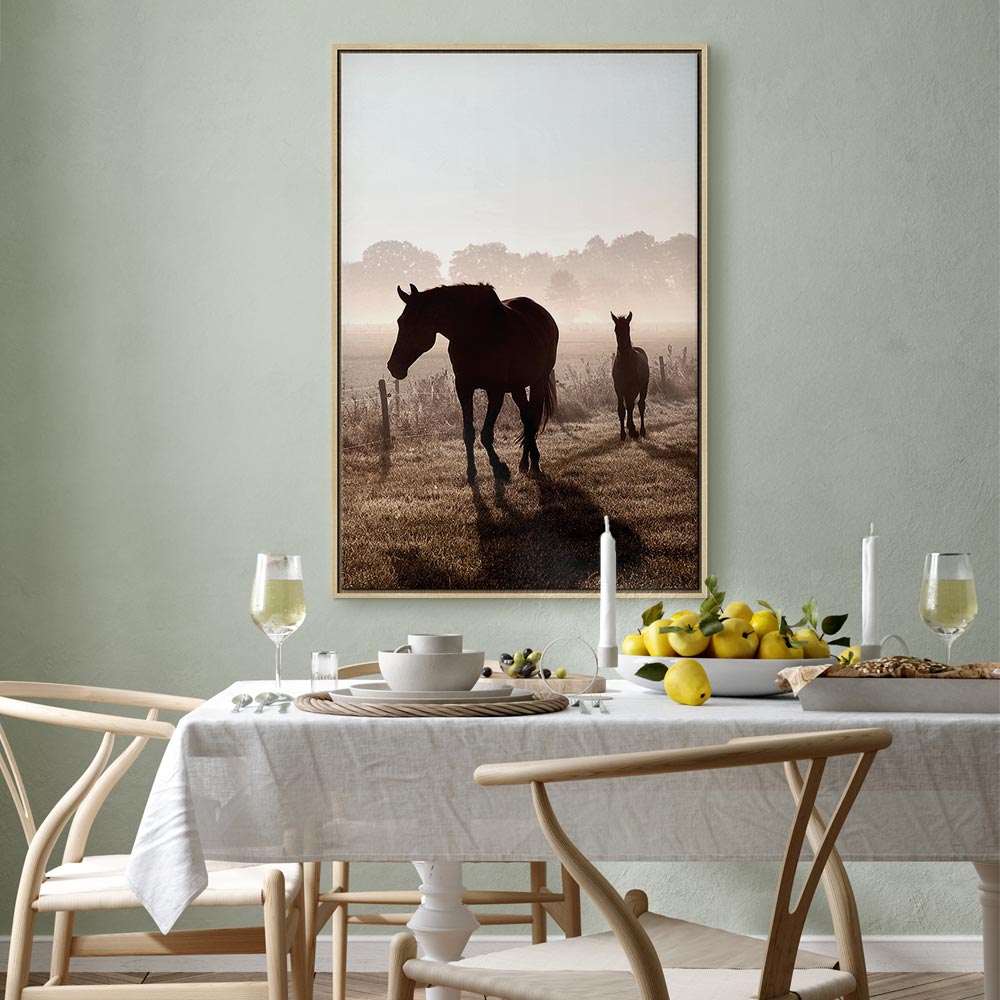 Horse Morning Memories Vertical Canvas Print