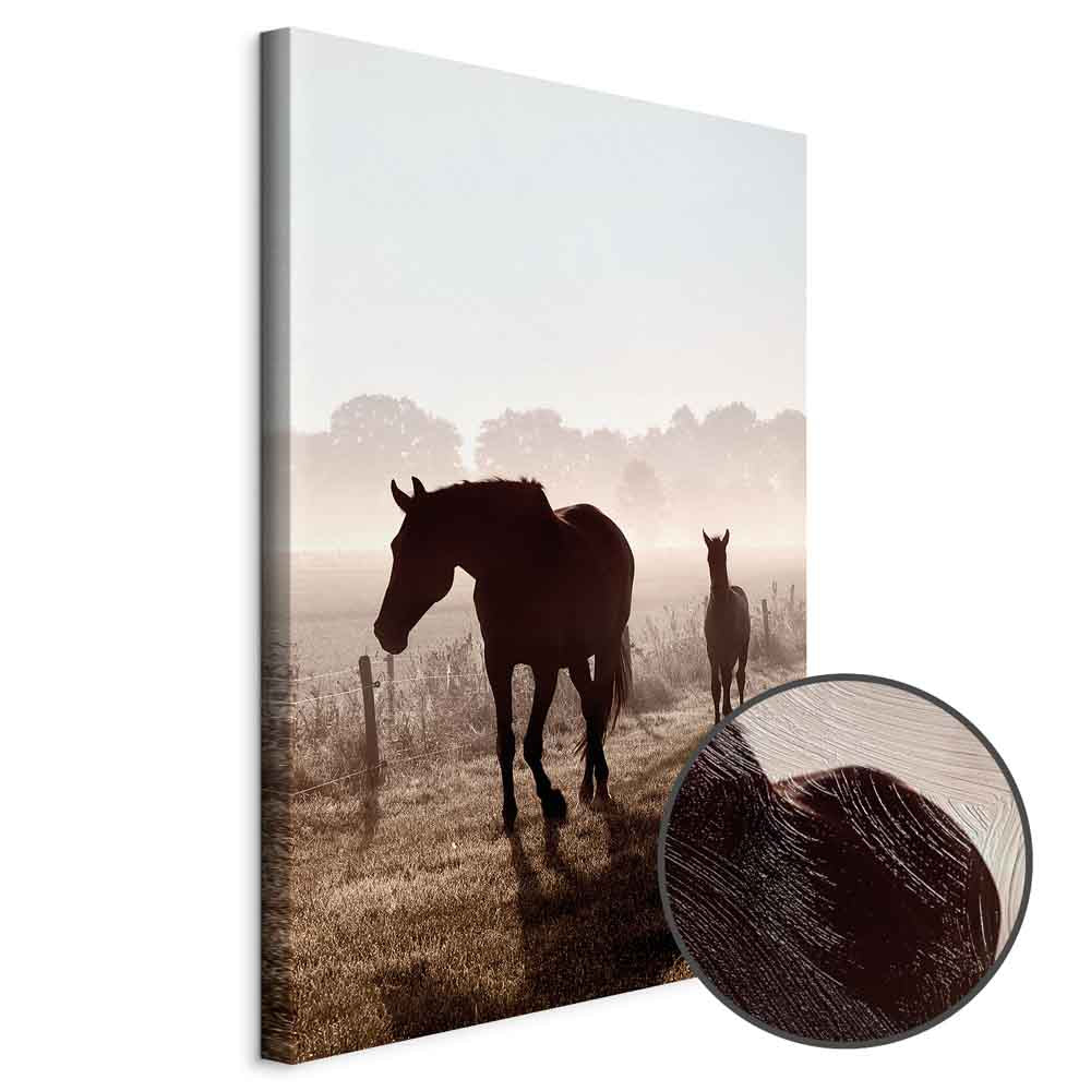 Horse Morning Memories Vertical Canvas Print