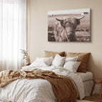 Scottish Cow Sepia Canvas Print