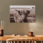 Scottish Cow Sepia Canvas Print