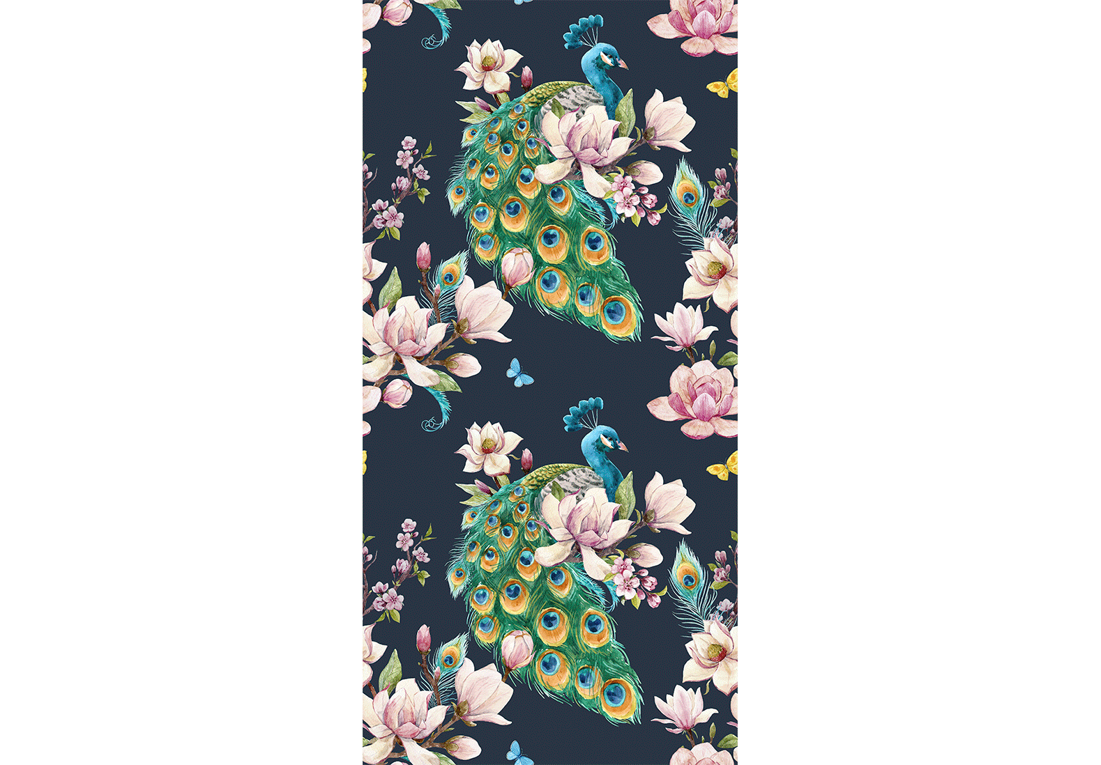 Wallpaper Magnolias and Peacocks