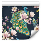 Wallpaper Magnolias and Peacocks