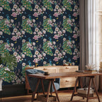 Magnolias and Peacocks Floral Nature Wallpaper