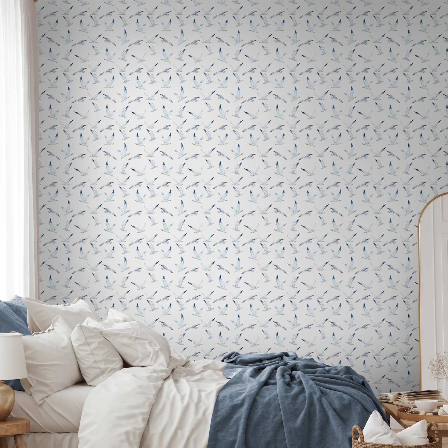 Flying Seagulls Pattern Wallpaper