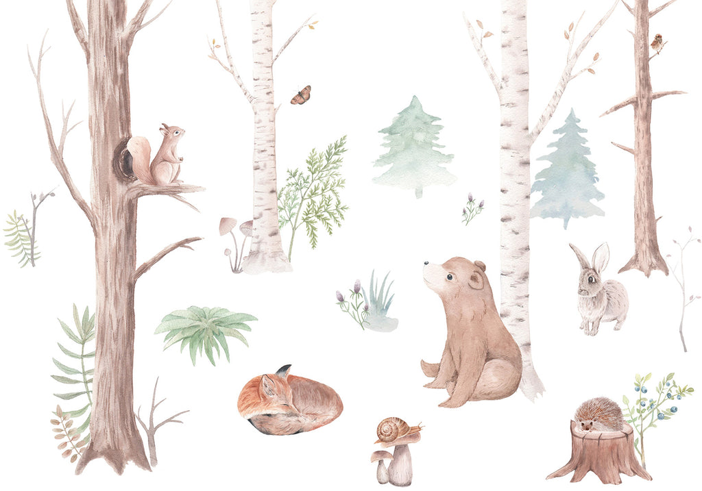 Wall Mural - Subtle Forest Animals for Kids