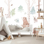 Wall Mural - Subtle Forest Animals for Kids