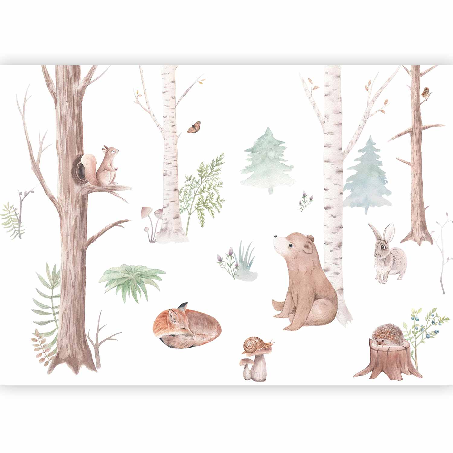 Wall Mural - Subtle Forest Animals for Kids