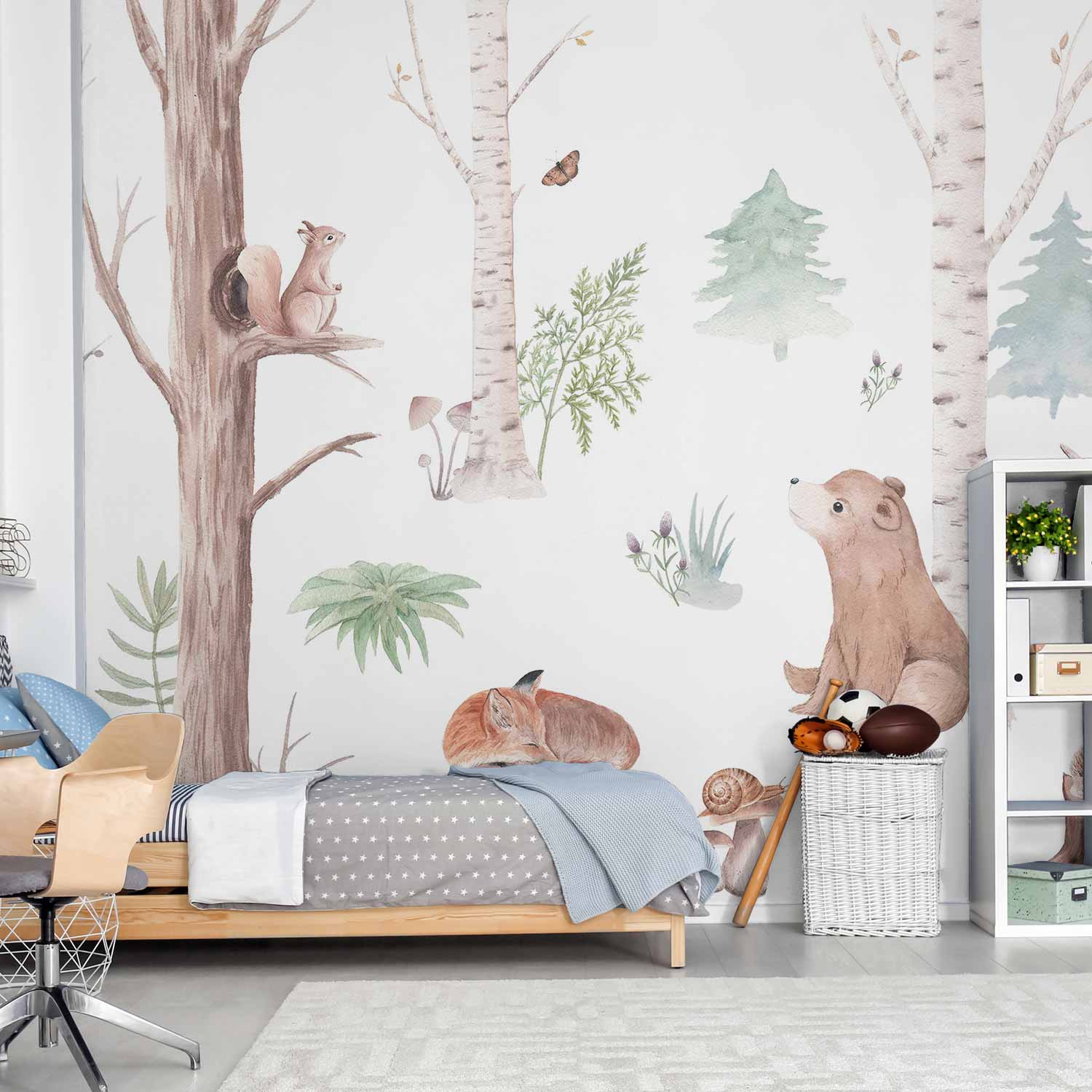 Wall Mural - Subtle Forest Animals for Kids