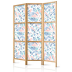 Japanese Room Divider - Fish in Minimalist Style - Fish in Aztec Style in Pastel Color Shades on a White Background