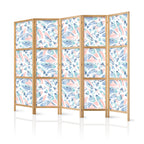 Japanese Room Divider - Fish in Minimalist Pastel Style
