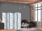 Room Divider with Fish Motif in Minimalist Pastel Tones