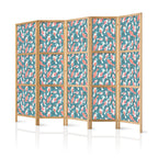 Japanese Room Divider - Oriental Pond with Fish Motif - 5-Panel Screen
