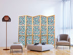 Japanese Room Divider - Oriental Pond with Fish Motif - 5-Panel Screen