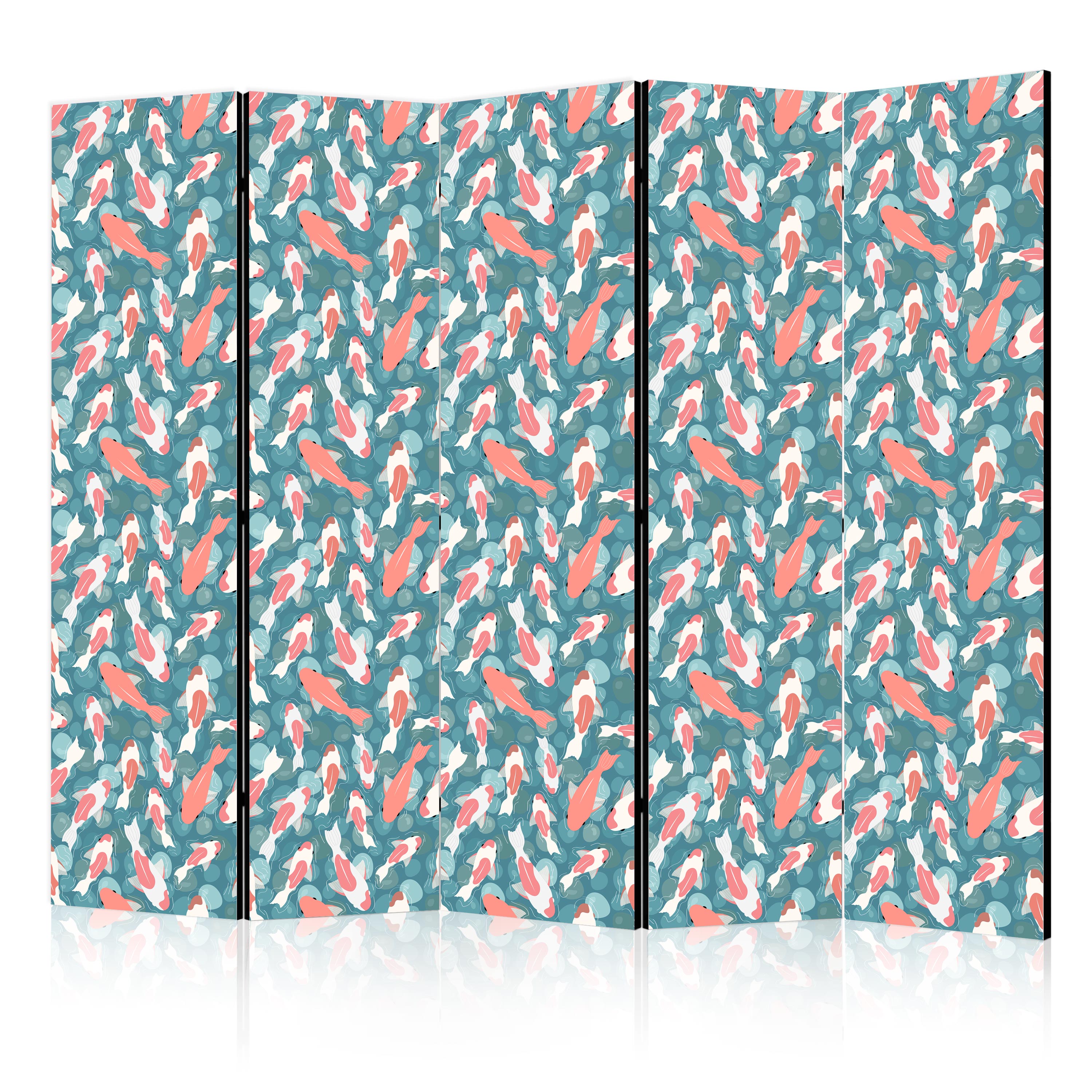 Room Divider Oriental Pond with Japanese Fish