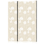 Room Divider 3-Panel Animal Design: Fish and Water Lilies (Beige, White)