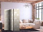 Room Divider 3-Panel Animal Design: Fish and Water Lilies (Beige, White)