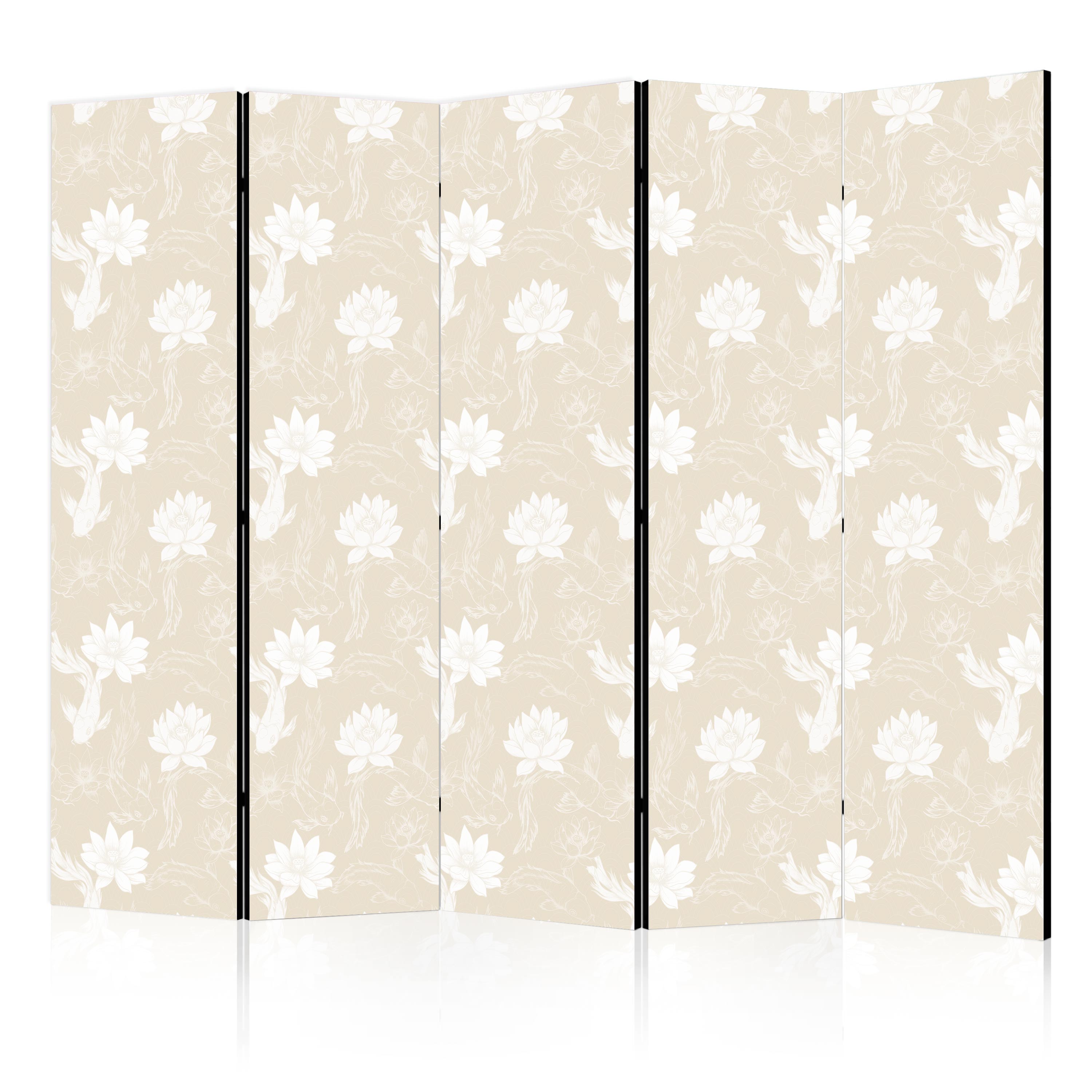 Room Divider with Fish and Water Lilies