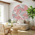 Pastel Herons Pattern Round Wall Mural