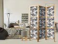 Pastel Herons Pattern 3-Panel Japanese Room Divider