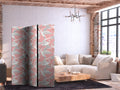 Pastel Herons Pink 3-Panel Japanese Room Divider