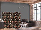 Cranes and Peonies Dark Ornament 5-Panel Japanese Room Divider