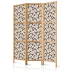 Japanese Room Divider - Floral Meadow with White Rabbits