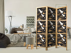 Flying Cranes Dark 3-Panel Japanese Room Divider