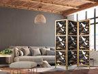 Flying Cranes Dark 3-Panel Japanese Room Divider