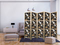 Flying Cranes Dark Pattern 5-Panel Japanese Room Divider