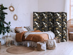 Flying Cranes Pattern Dark 5-Panel Japanese Room Divider