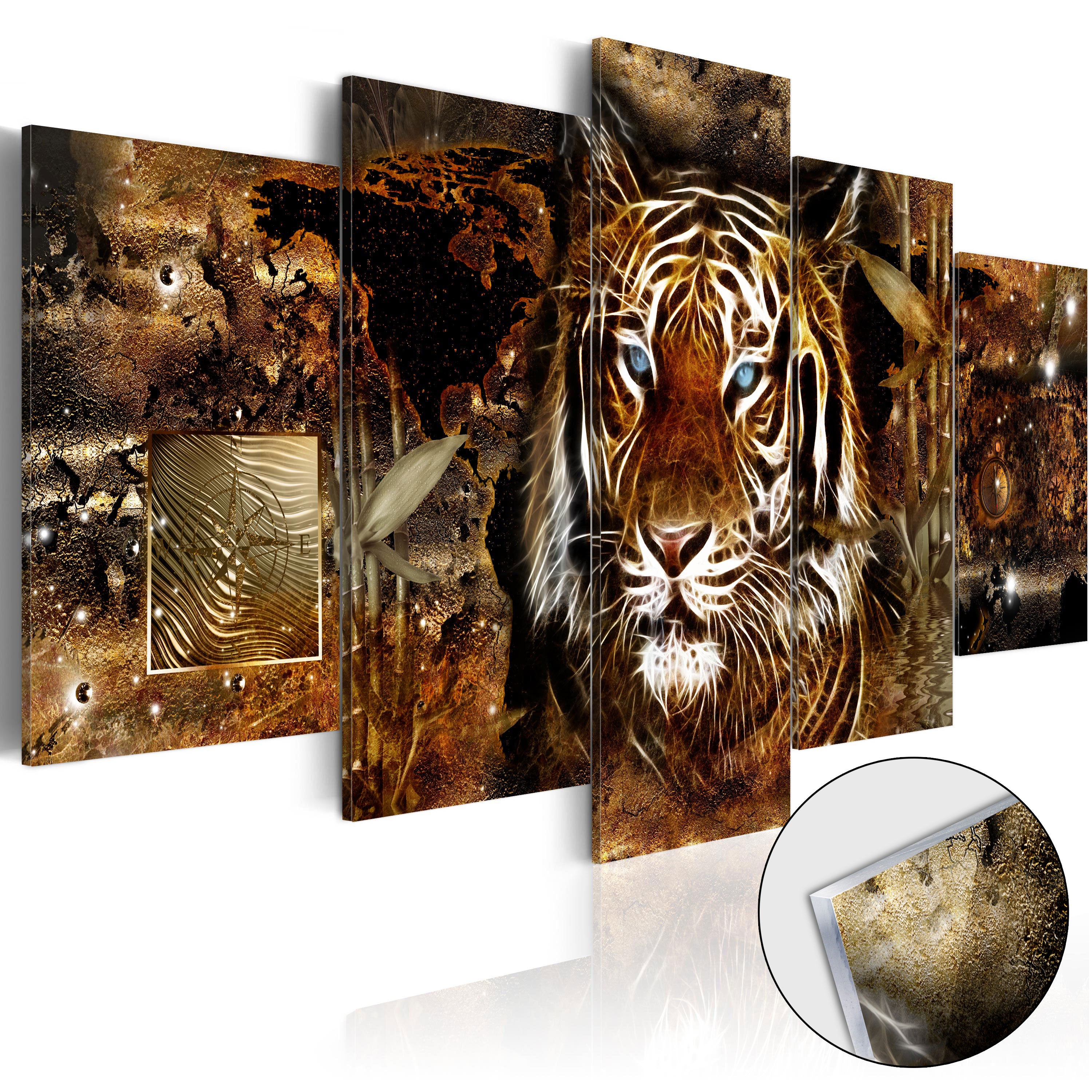 Golden Tiger Jungle Abstract Acrylic Print