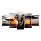 Elephant Sunset Safari Canvas Print