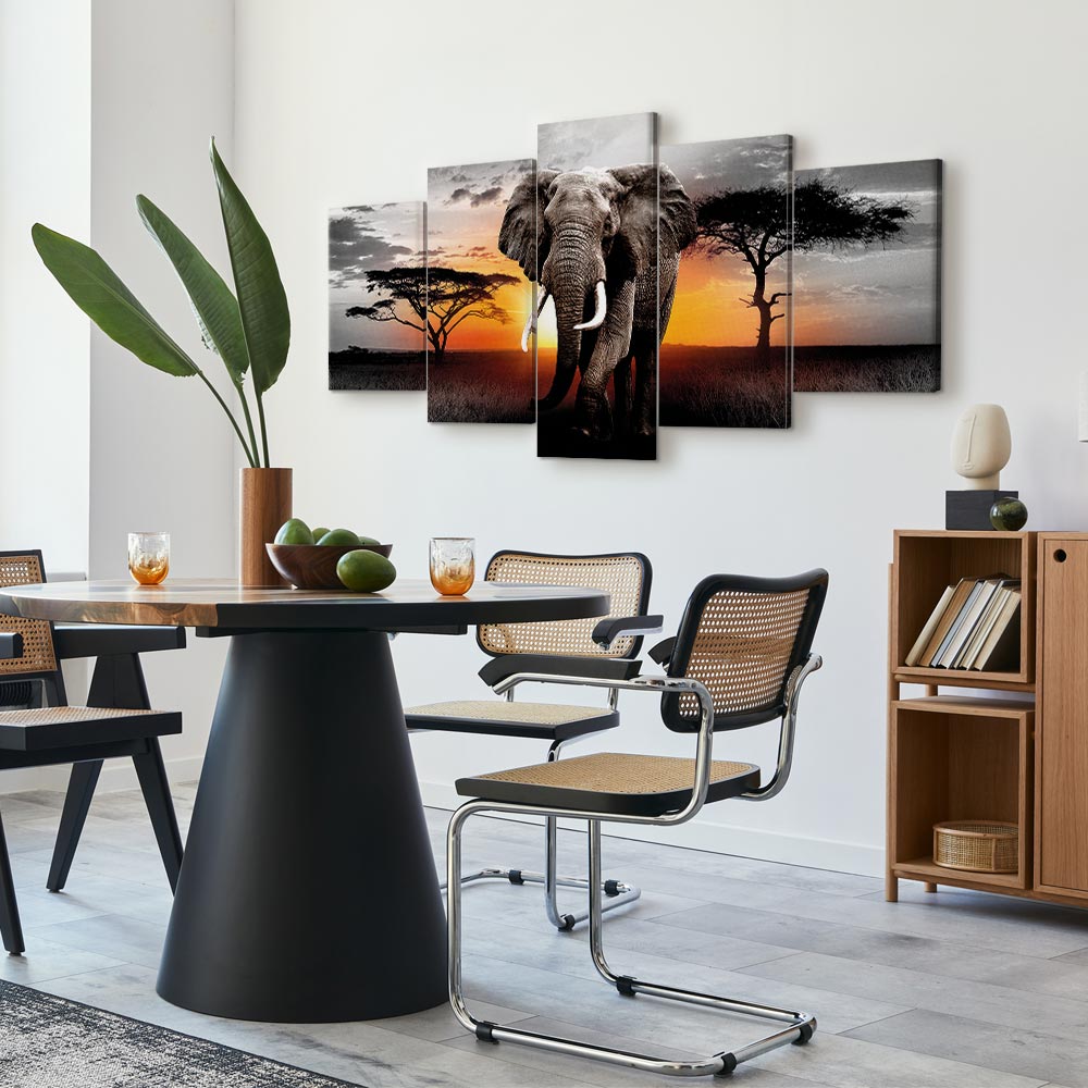 Elephant Sunset Safari Canvas Print