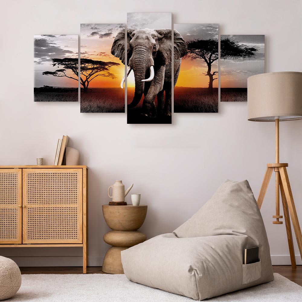 Elephant Sunset Safari Canvas Print