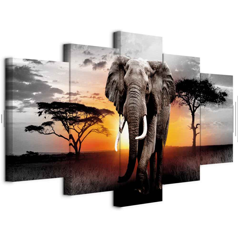 Elephant Sunset Safari Canvas Print