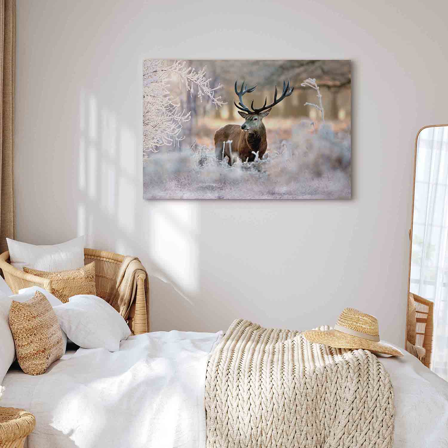 Winter Deer Landscape Canvas Print