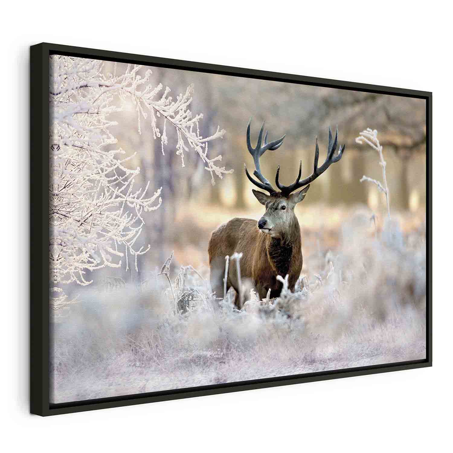 Winter Deer Landscape Canvas Print