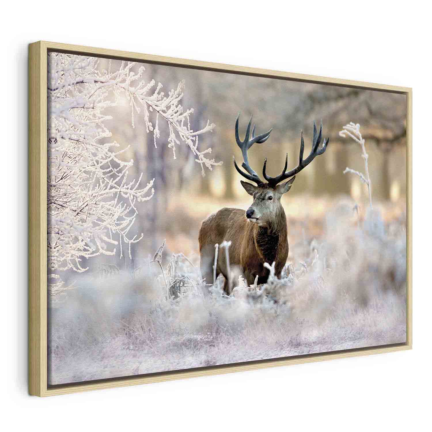 Winter Deer Landscape Canvas Print