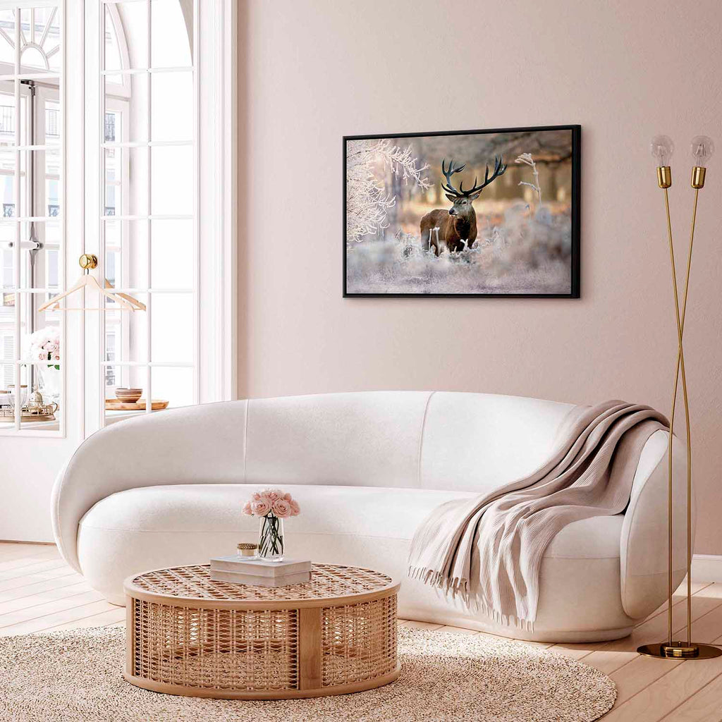 Winter Deer Landscape Canvas Print