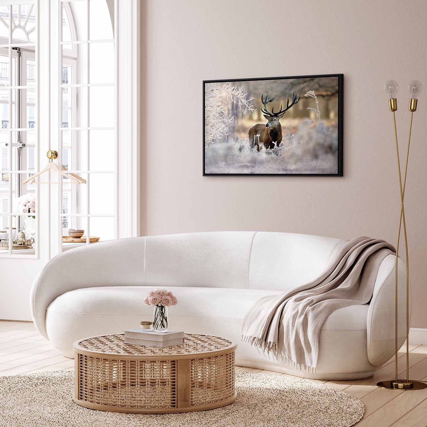 Winter Deer Landscape Canvas Print