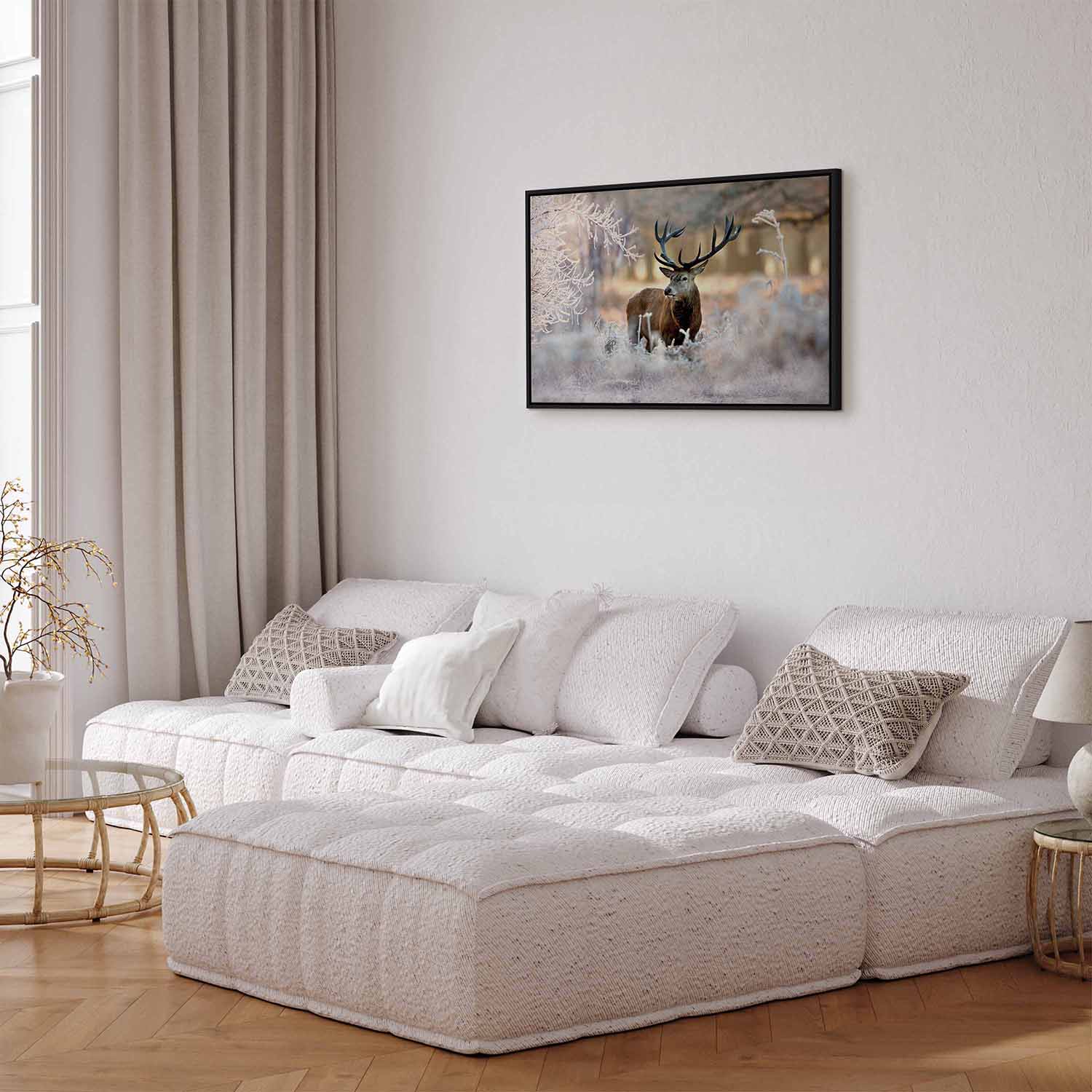 Winter Deer Landscape Canvas Print